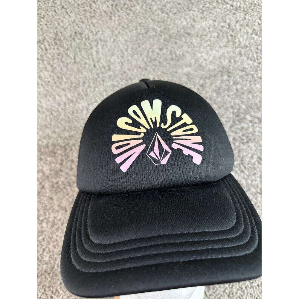 Volcom Stone Hat Mens OS Black Pink Mesh Snapback Trucker Cap Skater - Picture 3 of 9